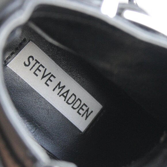 Steve Madden Women's Black Silver Studded Glori Motorcycle Leather Bootie Size 6 - Picture 5 of 7